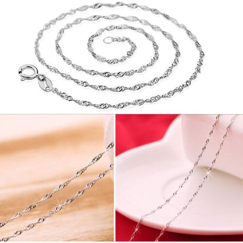 50Pcs Women Silver Plated Wave Chains Necklaces Jewelry WholeSale 17.7" inch