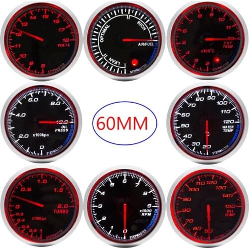 60MM Gauge 12V Water Oil Temperature Gauge Oil Press Voltage Gauge Air Fuel Ratio Boost Exhaust Temp Tacho Meter Black Shell