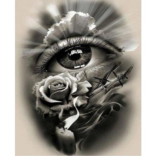 5D Diamond Painting Completely Icons Diamond Embroidery Black White Eyes Full Square Drills Crystal Rhinestone Mosaic Kits Rose