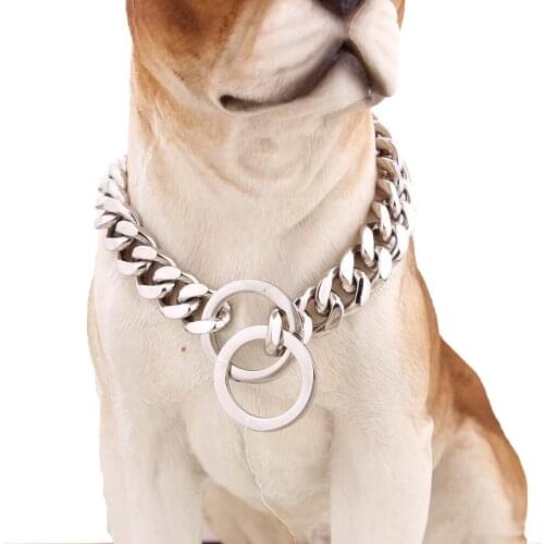 10"-40" For Choose High Polished 15mm Cool Silver Color Stainless Steel Curb Cuban Link Chain Cool Dogs Necklace