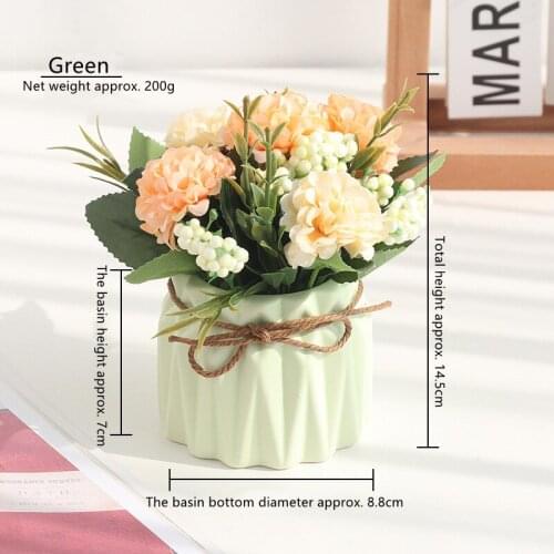 European-style Artificial Red Rose Small Flower Plant Potted Dried Flower Bonsai Ornaments Home Decoration Wedding Gift Pink