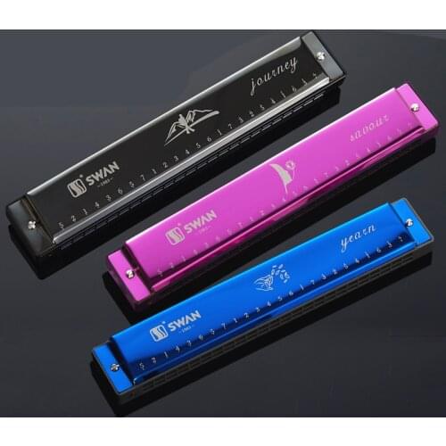Swan Harmonica 24 Hole C key Strees Harmonica not Tremolo Musical Instrument Harmonica Musical Instrument Swan Harmonica 24 Hole