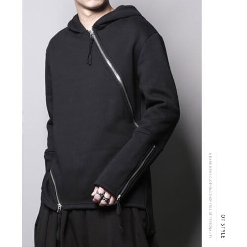 Dark autumn winter designers mens Hoodie Hoodie irregular zipper stitching loose cashmere hoodie fashion