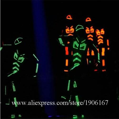Colorful Led Luminous Robot Dance Suit Led Light Up Stage Performance Costume Flashing Christmas Hallowenn Party Wear