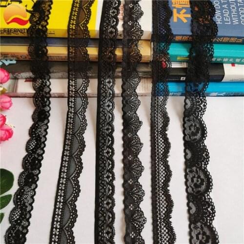 *2.5-3.5cm S1516 elastic lace trimmings black lace trimmings are used for sewing ladies' underwear and vest fabrics