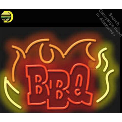 Neon Sign for BBQ Flame Neon Bulbs sign Hotel Business Shop Display Handmade Real Glass tube neon lights for sale Bar Pub Light