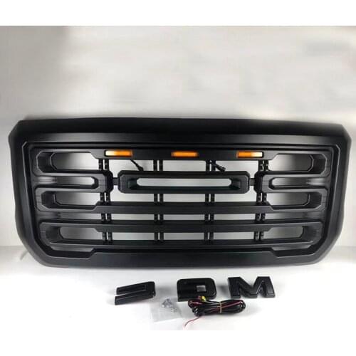 For GMC Sierra 2500 2016-2018 Front Upper Grill Gloss Black Grille Led Front Racing Grille