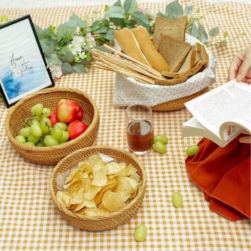 Hot Round Wicker Baskets Handwoven Fruit and Vegetable Storage for Serving Bread Rattan Decor Basket Stackable Set of 3