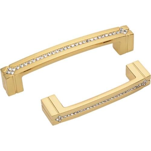 Bar Cabinet Handle Knob Pull Polishing Gold/Crystal Finish for Kitchen Cabinet Hardware/Dresser Drawer Handles