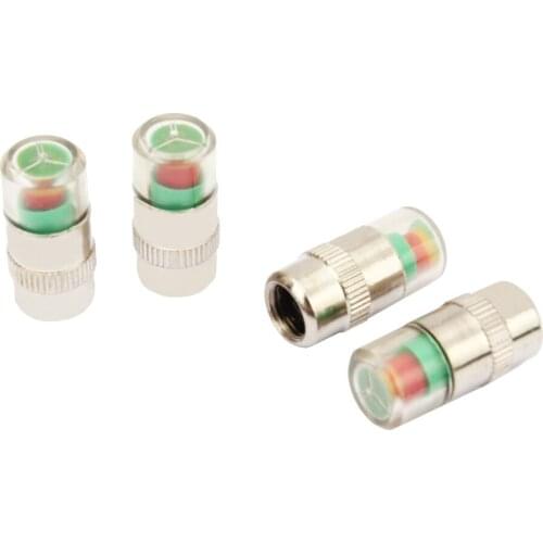 Senzeal 4X Tire Pressure Valve Caps 2.4Bar 36PSI Car Monitor Valve Cap Stainless Steel Tire Air Pressure Cap Indicator