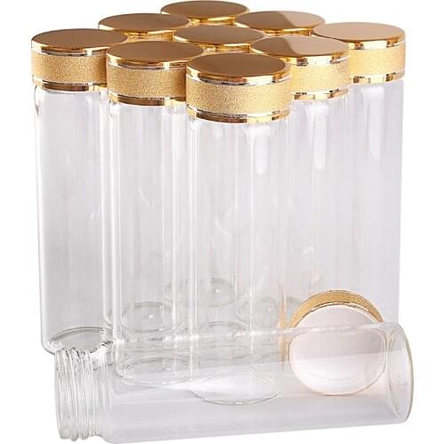 24 pieces 50ml 30*100mm Glass Bottles with Golden Frosted Caps Transparent Glass Perfume Bottle Spice Bottles Spice Jars