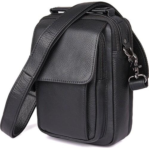 Nesitu High Quality Black Coffee Genuine Leather Small Men Messenger Bags for 7.9'' mini ipad Male Shoulder Bags M1032