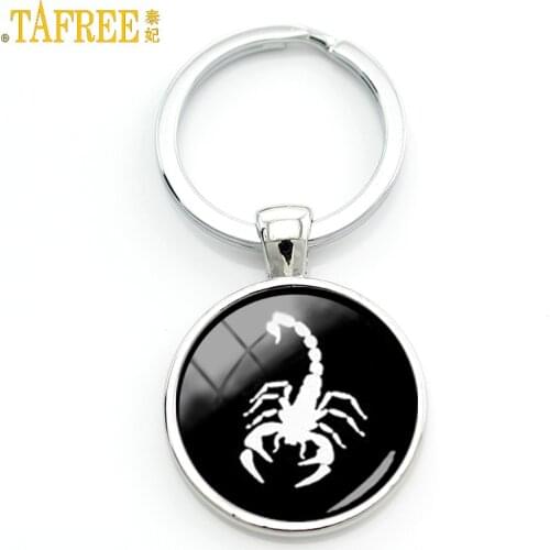 TAFREE Scorpion Silhouette Keychain Fashiou Unique Key Chain Keyring Keyholder Handmade Car Pendants Best Gift Men Jewelry KC400