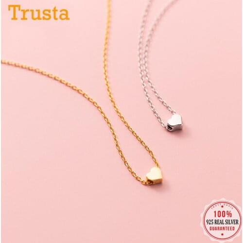 TrustDavis Genuine 925 Sterling Silver Fashion Romantic Mini Heart Necklaces For Women Wedding Anniversary Fine Jewelry DA1226