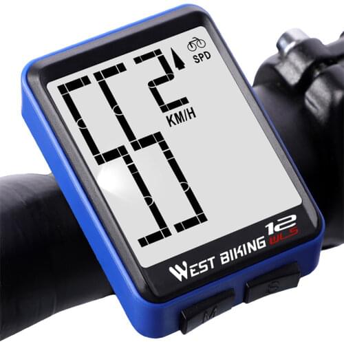 WEST BIKING Bike Computer Wireless Large Screen Bicycle Speedometer With Backlight Waterproof Odometer Bike Stopwatch