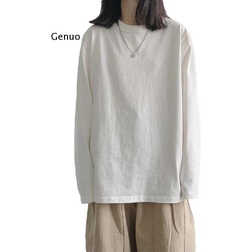 Women Long Sleeve T-Shirt Oversized Casual Basic Solid Female Tops O-Neck Loose Tees Women New Fashion T-Shirts S-Xxl