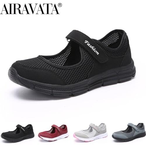 Newbeads Womens Fashion Causal Walking Shoes Flats Sneakers 5 Color Mother Shoes Soft Bottom Mesh Middle-Aged and Elderly Shoes