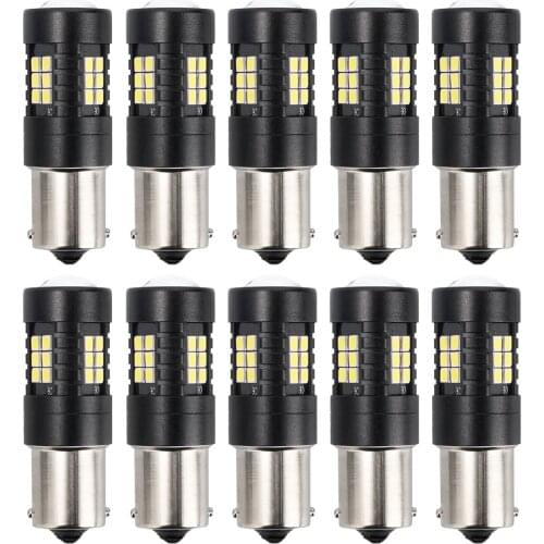 10pcs 1156 BA15S P21W 1157 P21/5W BAY15D BAU15S PY21W LED Car Tail Bulb Brake Reverse Lights Daytime Running Turn Signal Light