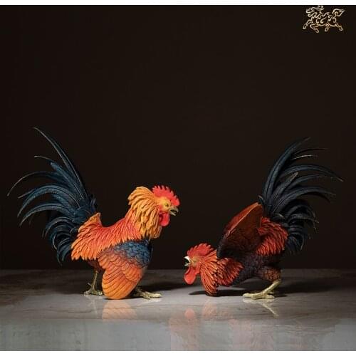 11.8 inches Chinese Art limited edition Pure Brass Cock fight rack Statue sculpture Home Furnishings Gift a pair