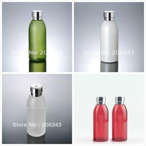 120ml pearl white/frosted/red/green glass bottle with silver lid for lotion/emulsion/serum/toner/toilet/flower water skin care