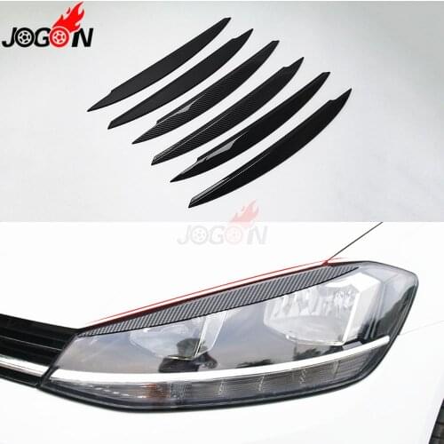 2pcs Carbon color+ Black Headlights Head Lamp Eyelid Trim Strip Cover Sticker For Volkswagen VW GOLF 7.5 MK7 TDI 2018 facelift