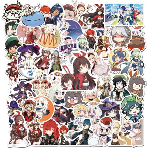 50pcs Genshin Impact sticker packs cute anime stickers decorative suitcase notebook hand account kawaii stickers waterproof