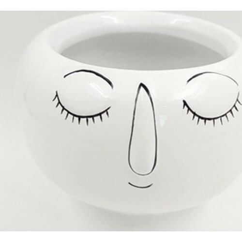 Abstract Face Head Ceramics Flower Pot Desktop Succulent Planter Vase