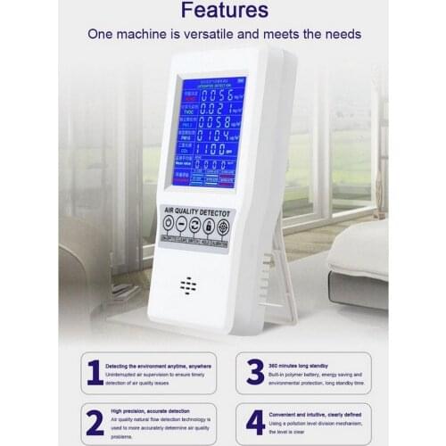 Formaldehyde detector Gas Analyzers CO2 PM 2.5 Meters TVOC HCHO AQI Carbon Dioxide Detector Protable Air Quality Tester