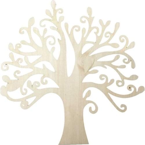 ANGRLY 10pcs Blank Wooden Tree Embellishments for DIY Crafts Embellishments Wedding Decoration Christmas Gifts (Wood Color)