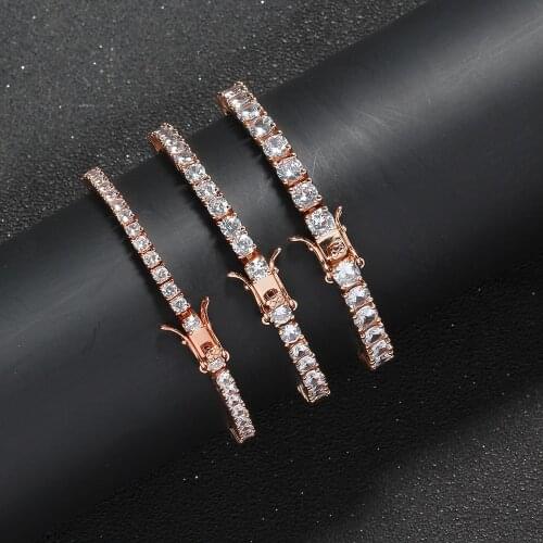 Bling Iced Out Fashion 3mm 4mm 5mm Brass Bracelet Mens Jewelry CZ Jewelry BB019