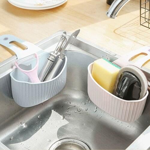 Kitchen Sink holder Dish Cloths Rack Suction Sponge Hanging Drain Holder Soap Portable Home Hanging Drain Bag Basket Bath Storag