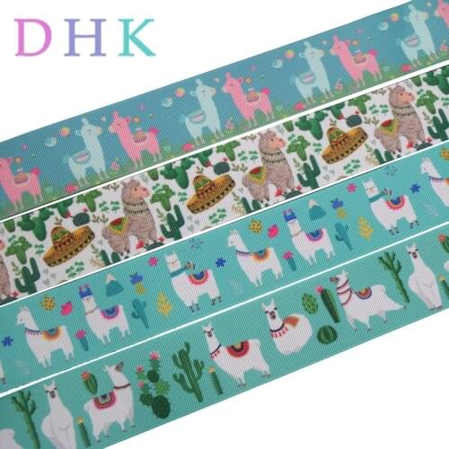 DHK 1.5'' 5yards Alpaca cactus mexico printed grosgrain Ribbon Accessory hairbow headwear decoration DIY Wholesale 38mm C1599