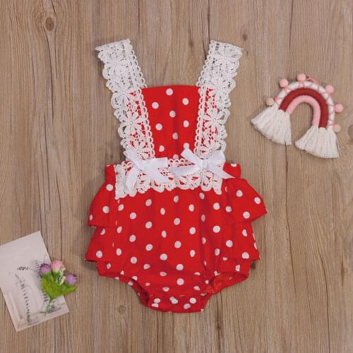 Infants Lace Romper Tops Lace Floral Polka Dot Printed Fly Sleeves Home Sleeping Kids High Waist Clothes Summer Clothing