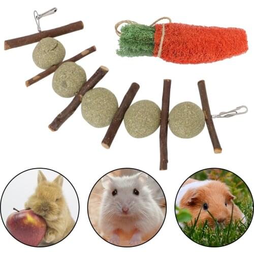 Pet Teeth Grinding Toys Natural Carrot Shape For Hamster Rabbit Chinchilla Hanging Hay Ball Promote Digestion Pet Supplies