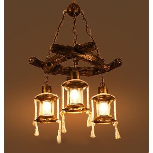 Chinese style retro resin chandeliers bars restaurants tea houses American style antique wooden chandeliers free shipping