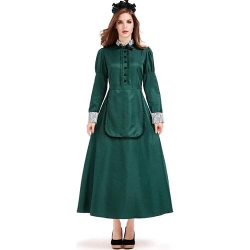 Halloween Costume Cosplay Castle Bat Maid Butler Suit European Style Waist Long Sleeve Dress