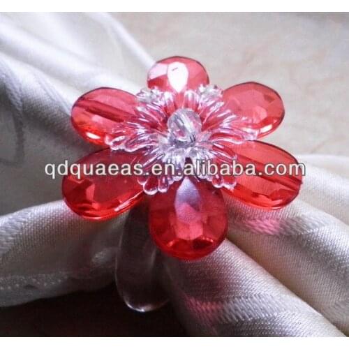 Red acrylic flower napkin ring ,wholesale napkin holder