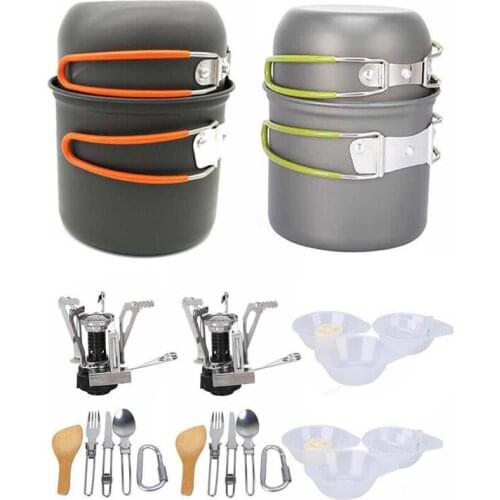 Outdoor Camping Utensils Aluminium Alloy Kettle Folding Spoon Cooking Set Camping Cookware Tableware Equipment High-quality