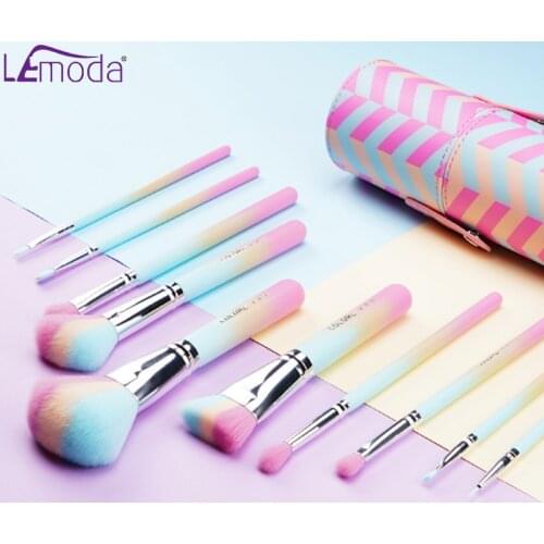 Lemoda Makeup Brushes Set 10pcs Eyebrow Highlighter Powder Foundation Eye Shadow Brush Cosmetics Professional Makeup Brush