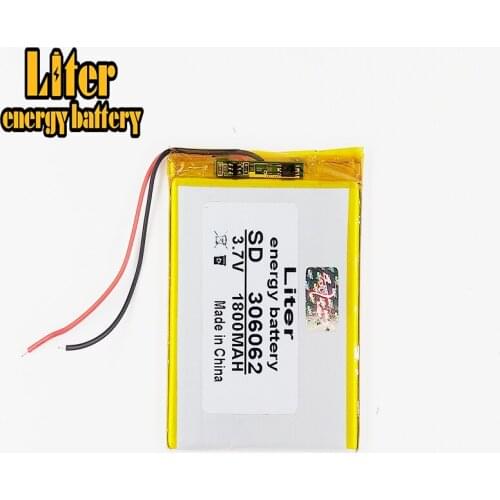 3.7V 1800mAh 306062 Lithium Polymer Li-Po li ion Rechargeable Battery Lipo cells For Bluetooth GPS MP3 MP4 portable electrograph