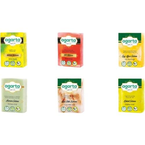 AGARTA NATURAL SOAP 6 PIECES (PISTACIA ROSE TEA TREE BATH GOAT MILK SULFUR)