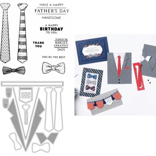 New 2021 Metal Cutting Dies and Clear Stamps Scrapbooking For Paper Making Handsomely Suited Embossing Frame Decoration Card Set