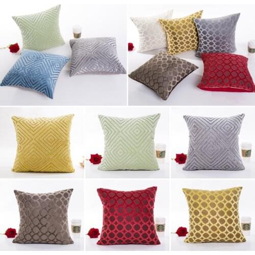 New Flocked Plush Cushion Cover Cotton Modern Geometric Embroidery Pillowcase Nordic Simple Style Decorative Sofa Throw Pillows