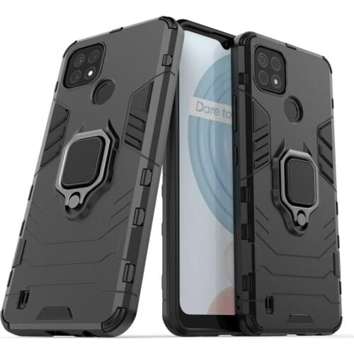 Shockproof Bumper For Realme C21 Case For Realme C21 Cover Armor PC Soft Silicone Stand Protective Phone Cover For Realme C21