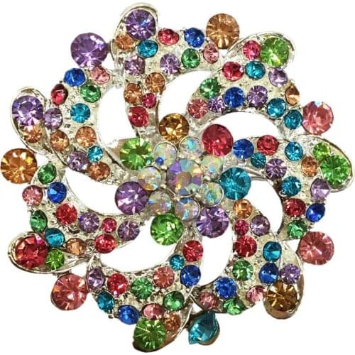 Multi Colors Fashion Flower Hot Christmas Brooches Jewelry Rhinestone Brooch Wedding Clip BRO01