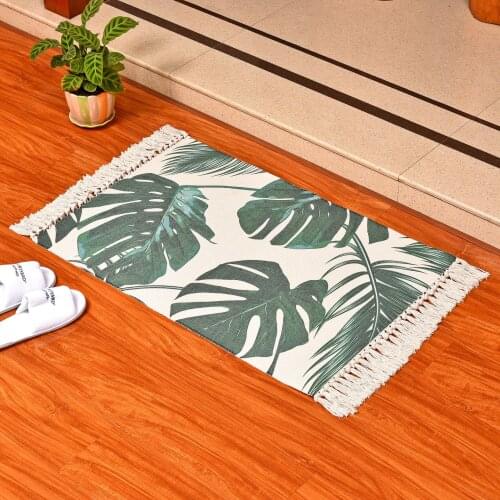Modern Carpet For Sofa Living Room Rug Cotton Tassels Yarn Dyed 60x90 cm Table Bedroom bedside Door mat Home Decoration