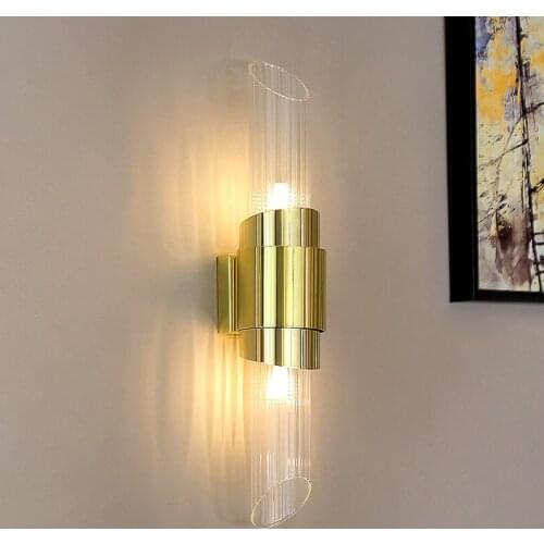 Modern Bedside Wall Sconce Lamp Luxury Golden Glass Wall Light Fixtures Bedside Living Room LED Wall Lamp Bedroom