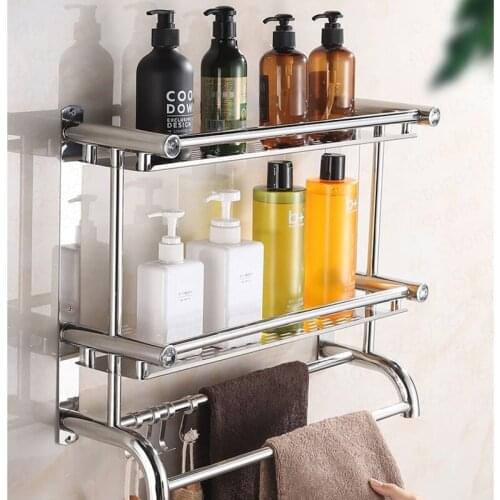 Nail-free punch-free bathroom storage rack thickened material strong bearing capacity bathroom bathroom bathroom washstand wall