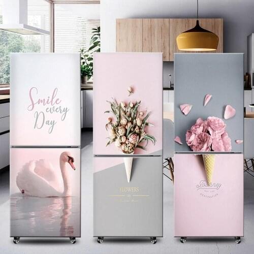 Fashion Ins Self Adhesive Fridge Sticker Refrigerator Refurbishment Wrap Freezer Sticker Art Fridge Wallpaper Removable