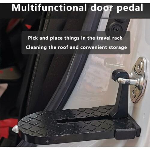 Universal Foldable Car Door Step Pedal Portable Space Saving Car Latch Hook Doorstep Aluminum Alloy Roof Rack Foot Pedal Ladder